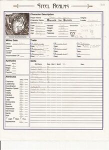 Bugger character sheet